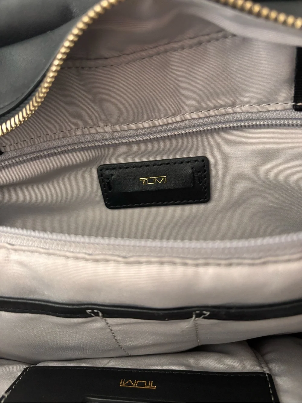 TUMI Voyageur Vail Black Leather Crossbody Bag with Gunmetal